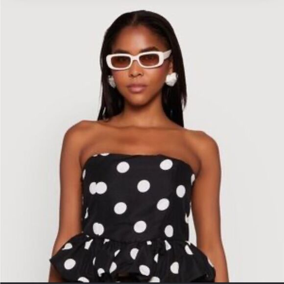 Polka Dot Strapless Top - Picture 1 of 8